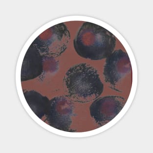 Simple abstract background with bubbles, falling confetti. Watercolor dots (circles) on terracotta. Perfect for greeting card, postcard, poster, logo, textile, fabric, packaging, wrapping paper. Magnet